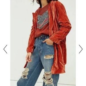Free people Daria Crinkled Velvet Blazer Jacket